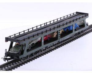 Schaal H0 Märklin 4074 autotransporter met 6 Wiking auto's van de DB #7652