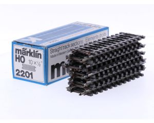 Schaal H0 Märklin 2201 K-Rails rechte stuk 90 mm 10 st. #7701