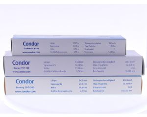 Schaal 1:200 set van 3 Condor-vliegtuigen Airbus A320 'Thomas Cook' Reg. D-ICG, Boeing 757-300 'Thomas Cook' Reg. D-ABOF en Boeing 767-300 'Thomas Cook' Reg. D-ABUF #8037