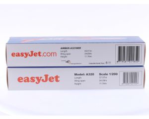 Schaal 1:200 PPC Holland 221447 en 221850 set van 2 EasyJet-vliegtuigen Airbus A320 Reg. G-EZRF en A321neo Reg. G-UZMA #8044