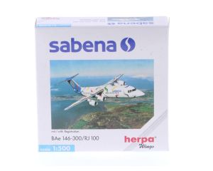 Schaal 1:500 Herpa 509619 BAe 146-300/RJ 100 Sabena '75 years' Reg. OO-DWD #8342