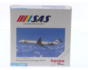 Schaal 1:500 Herpa 505130 McDonnell Douglas MD-81 SAS - Scadinavian Airlines Reg. SE-DMU #8608