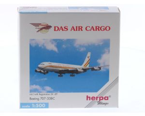 Schaal 1:500 Herpa 511759 Boeing 707-338C DAS Air Cargo Reg. 5X-JEF #8627