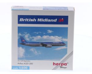 Schaal 1:500 Herpa 508728 Airbus A321-200 Britsh Midland Reg. NA #8628