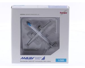 Schaal 1:500 Herpa 518826 Bombardier Q400 Malév Reg. HA-LQD #8642