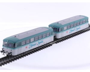 Schaal H0 Märklin 39977 Railbus-motorwagen serie 798 en railbus-stuurstandrijtuig serie 998 van de DB. Digitaal #9000