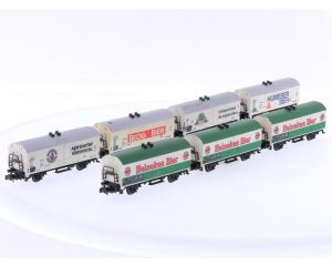 Schaal N Minitrix 3223, 3224, 3259, 3270 en 3562 set van 7 koelwagen van de DB/NS #9080