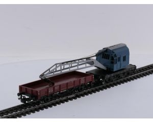 Schaal H0 Märklin 4424 & 4611 kraanwagen Krupp-Ardelt met lageboordwagen van de DB #9109
