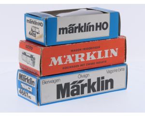 Schaal H0 Märklin 4667, 4620 en 4415 set van 3 goederenwagons van de DB #9114