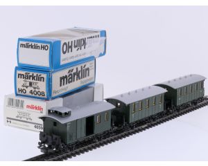 Schaal H0 Märklin 4007, 4008 en 4039 rijtuigen set met bagagewagon van de DB #9171