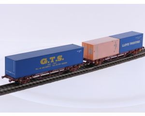 Schaal H0 Piko 58755 en 95653 set van 2 containerwagens van de FS #9206 