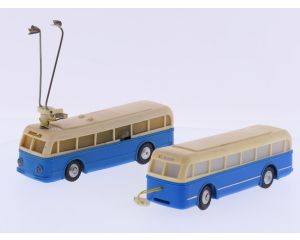 Schaal H0 Eheim 6101 (Brawa) trolleybus crème-blauw #9207