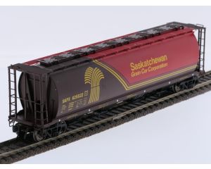 Schaal H0 InterMountain 45122-18 cilindrische hopperwagen 'Saskatchewan Grain Car Corporation' van de SKPX #9217