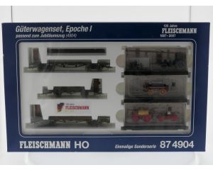Schaal H0 Fleischmann NEW OLD STOCK COMPLETE SET 87 4904 Güterwagenset "passend zum Jubiláumszug (4904) van de KPEV #9449