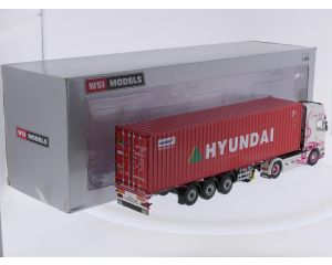 Schaal 1:50 WSI Models 01-2309 Scania Stremline Topline 4x2 'L&M Trans' + containertrailer - 3 axle / 40 ft. container 'Hyundai' #9624