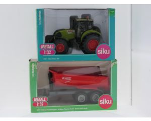 Schaal 1:32 Siku NEW OLD STOCK 3261 en 2871 Klaas tractor met Krampe halfpipe kipper #9768