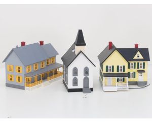 Schaal 0 Lionel 1930440, Rail-King 30-9003 en 30-9007 set van 3 gebouwen #8380