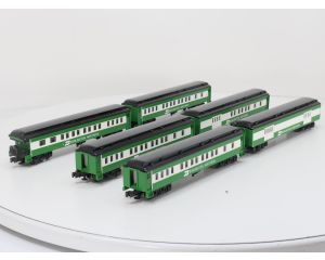 Schaal 0 Williams set van 6 rijtuigen van de Burlington Northern #8382