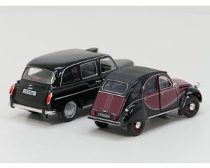 Schaal 1:24 Welly 24009, 22450 Set van Citroën 2CV en Austin FX4 London Taxi