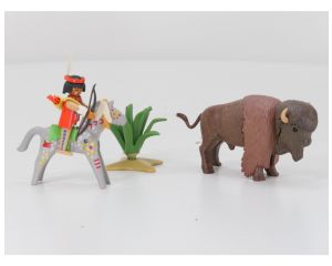 Playmobil 3731 B Western indiaan met bison OVP #9537