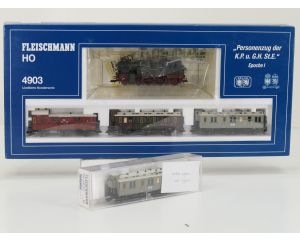 Schaal H0 Fleischmann NEW OLD STOCK COMPLETE SET 4903 en 86 5833 "Personenzug" met personenrijtuig van de K.P.u.G.H St.E. #9457