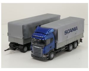 EMEK Scania R580 Highline 1:25 6x2 bakwagen met huif + 2-assige aanhangwagen met huif #9924