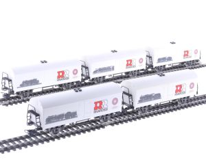Schaal H0 Rivarossi 5670 set van 5 gesloten goederenwagons '50 jaar Rivarossi' #5614