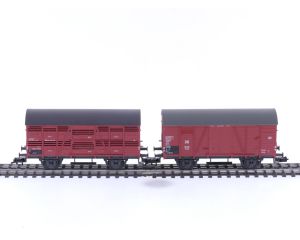 Schaal H0 Fleischmann 5020 & 5029 set van 2 goederenwagens van de DB #5778