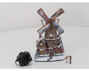 Thomas Kinkade Oude molen met Kerstmis "Windmill" Sculpture nr. A0883 #4588
