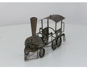 Metalen locomotief voor wijnfles of drankfles, Lengte 38 cm. Breedte 12 cm. en Hoogte 20cm #3703