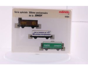 Schaal H0 Märklin 4488 Set van drie '50 jarig bestaan SNCF' goederenwagons #3554