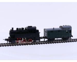 Schaal H0 Trix 2210 tenderstoomlocomotief 80020 + 3454 bagagerijtuig groen #2429