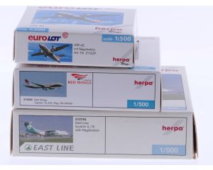 Schaal 1:500 Herpa 511629 ATR-42, Herpa 515450 Tupolev Tu-204 en Herpa 510745 llyushin IL-76 #4702