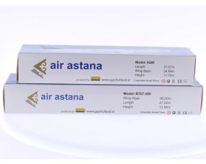 Schaal 1:200 PPC Holland 06080259 en 06080260 set van 2 Air Astana vliegtuigen Airbus A320 Reg. N/A en Boeing B757 Reg. P4-GAS #7893