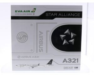 Schaal 1:200 JC Wings XX20204 Airbus A321 Eva Air 'Star Alliance' Reg. B-I6206 #7898