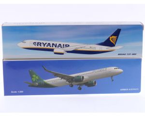 Schaal 1:200 PPC Holland 3070 en 222383 set van 2 Ierse-vliegtuigen Boeing 737-800 Ryanair Reg. EI-DAP en Airbus A321neo Aer Lingus Reg. EI-LRA #8045