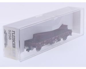Schaal H0 Fleischmann NEW OLD STOCK 5258 K rongenwagen Rmso 31 met betongaasmatten van de DB #9478