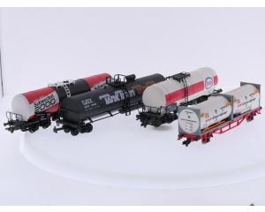 Schaal H0 Piko/Fleishmann/Mehano en Roco 57700, 5470, 10450 en 46712 ketelwagen set van de DB/ÖBB #10125