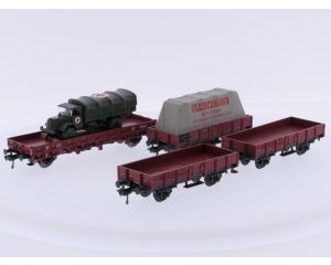 Schaal H0 Fleischmann 5011, 5222 en 5568 rongenwagen set van de DB #10131