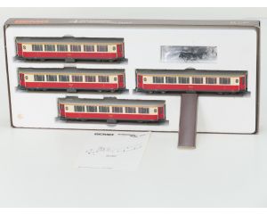 Schaal H0m Bemo 3272/s set van 4 salonrijtuigen A 1141 - 1144 van de RhB #P245