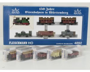 Schaal H0 Fleischmann NEW OLD STOCK COMPLETE SET 4892, 5820, 5821, 5825, 5826 en 5827 set met extra rijtuigen van de K.W.St.E #9435