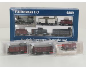 Schaal H0 Fleischmann NEW OLD STOCK COMPLETE SET 4889, 5840K, 5841K en 5843K stoomlocomotief GtL4/4 met goederenwagons van de K.Bay.Sts.B. #9444
