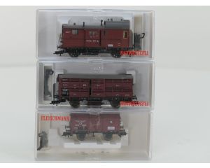 Schaal H0 Fleischmann NEW OLD STOCK COMPLETE SET 4889, 5840K, 5841K en 5843K stoomlocomotief GtL4/4 met goederenwagons van de K.Bay.Sts.B. #9444