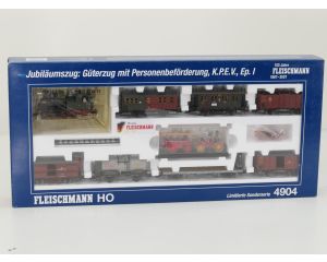 Schaal H0 Fleischmann NEW OLD STOCK COMPLETE SET 4904 Jubiläumszug: Güterzug mit Personenbeförderung van de KPEV #9448