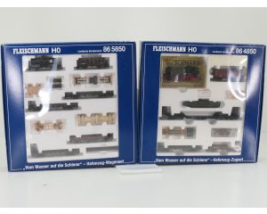 Schaal H0 Fleischmann NEW OLD STOCK COMPLETE SET 86 5850 en 86 5850 "Vom Wasser auf die Schiene" Hafenzug-Zugset/Wagenset van de K.Bay.Sts.B. #9461