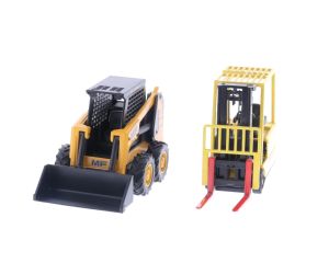 Schaal 1:30 / 1:32 JOAL - 196 Hyster J1.80XMT forklift & 192 Massey Ferguson SKAT 516 Skid Steer Loader #4105
