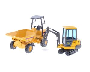 Schaal 1:35 Joal 157 Thwaites 5TM Site Dumper w/ROPS & Joal 162 JCB 801 Mini Excavator #4106