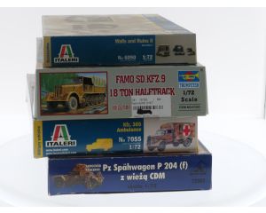 Schaal 1:72 Set van 4 bouwpakketten thema Voertuigen 2e wereldoorlog. #4141