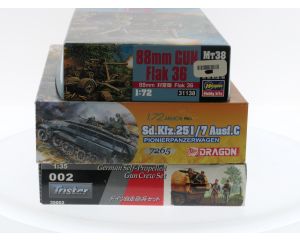 Schaal 1:72 &1:35 Set van 3 bouwpakketten thema Duitse voertuigen/artillerie 2e wereldoorlog. #4143