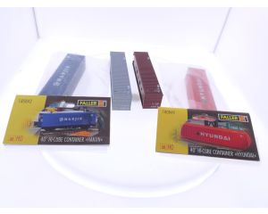 Schaal H0 Faller containers set 4 met 180842, 180849 & Fleischmann losse containers #5744
